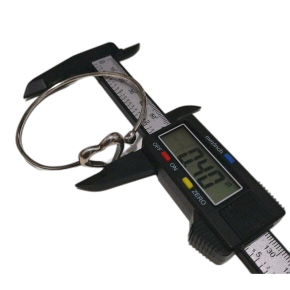 Double-Heart Bangle Sterling Silver 925 Bracelet No Clasp Wearable 10 Grams - Picture 13 of 13